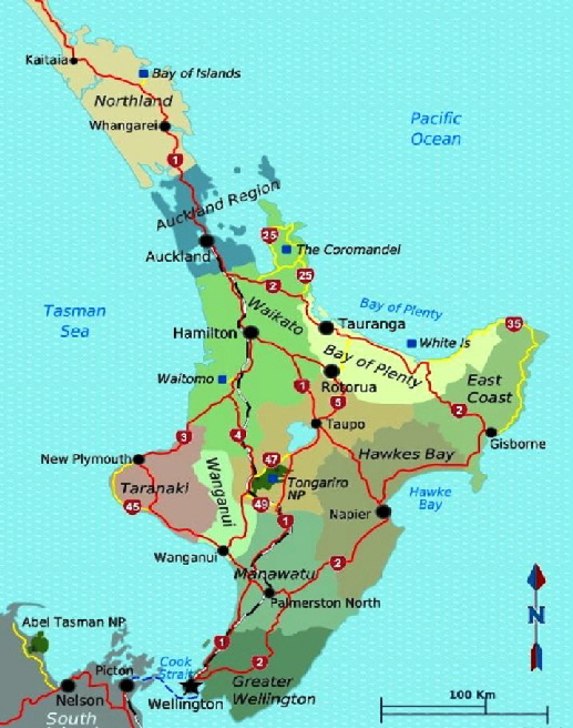 k-Karte Neuseeland 2005-Nordinsel