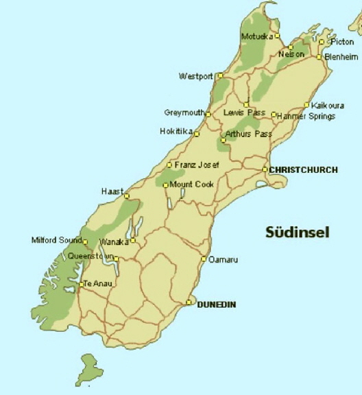 k-Karte Sdinsel Neuseeland 2005