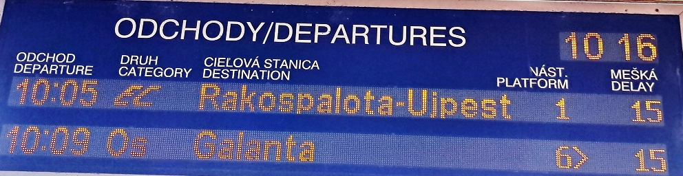 k-Abfahrt nach Budapest